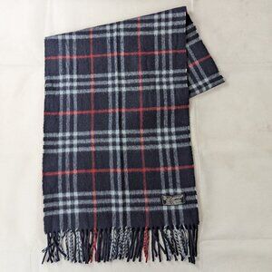 Rare Burberry Blue Cashmere Check Scarf Unisex